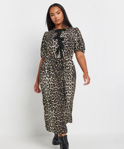 Woven Leopard Bow Dress