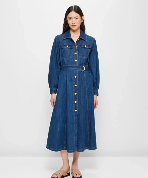 Denim Shirt Maxi Dress